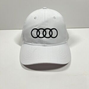 Audi Hat Mens Adjustable White Snap Back One Size Baseball Cap Logo